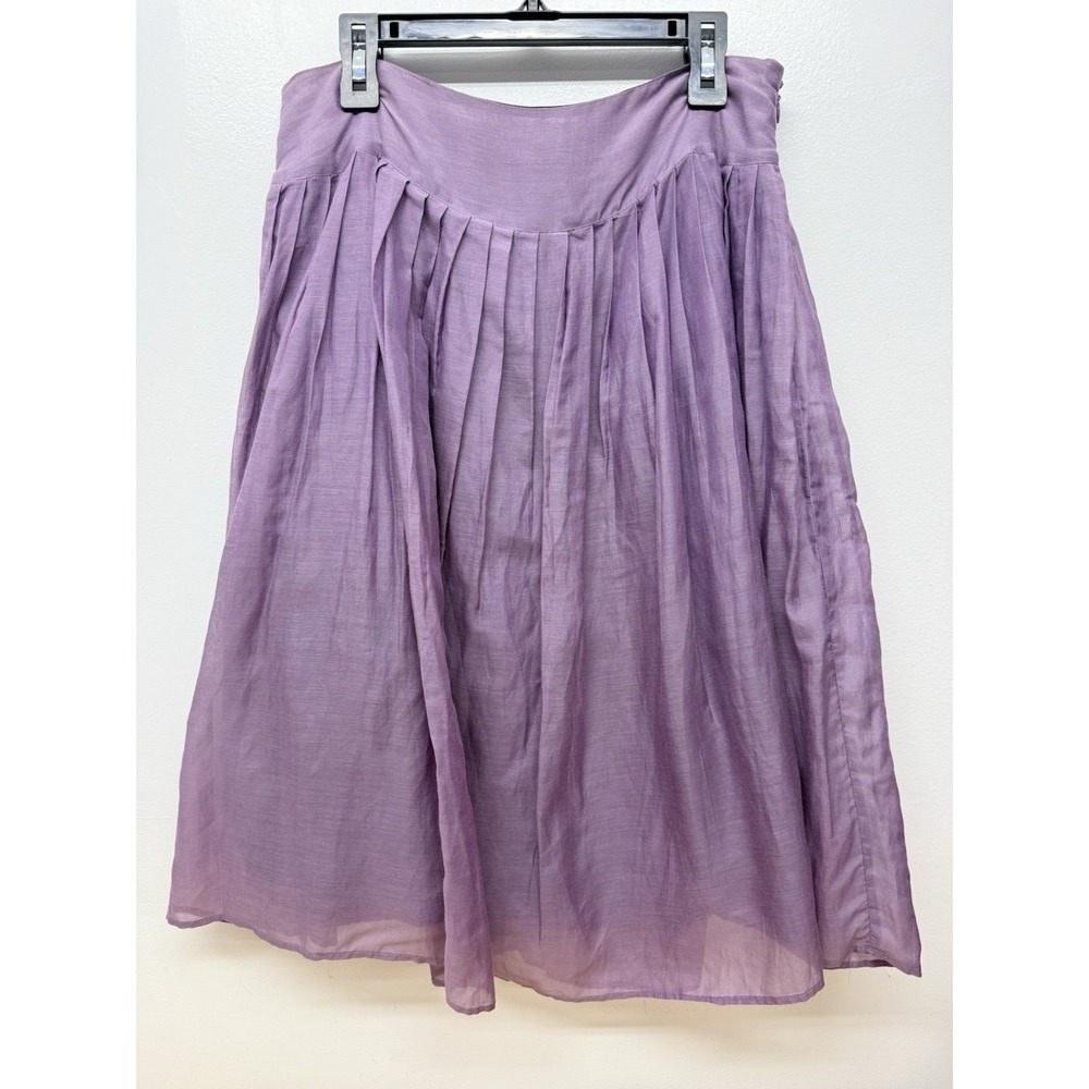 Tea & Honey Purple‎ Silk Blend Skirt Pleated A-Line Lined  Anthropologie Size #4